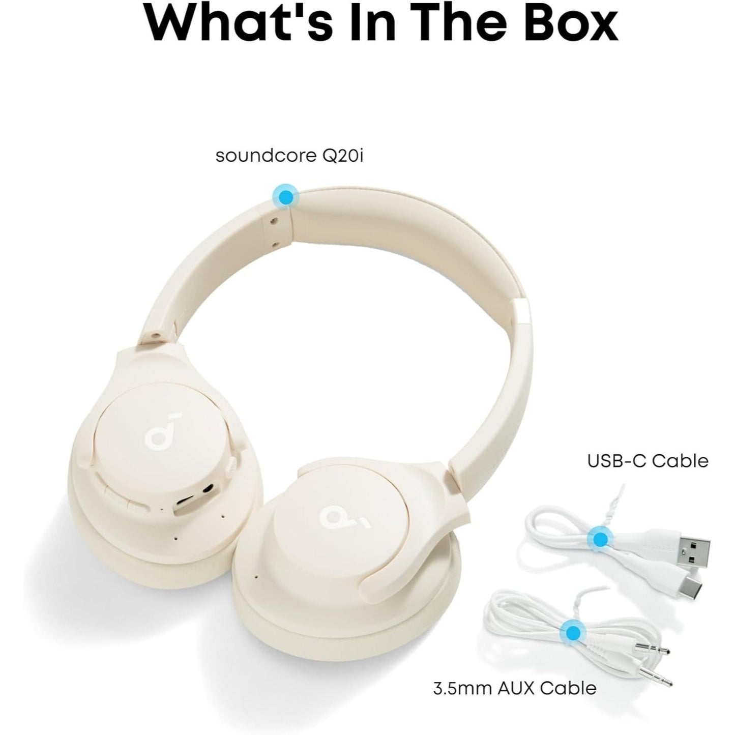 soundcore by Anker Q20i Hybrid Active Noise Cancelling Foldable Headphones, Wireless Over-Ear Bluetooth, 40H Long ANC Playtime, Hi-Res Audio, Big Bass, Customize via an App, Transparency Mode (Renewed)