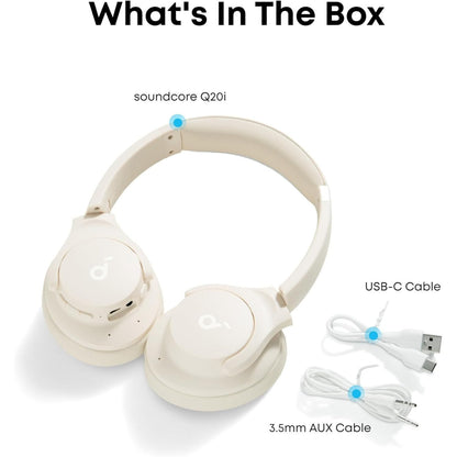 soundcore by Anker Q20i Hybrid Active Noise Cancelling Foldable Headphones, Wireless Over-Ear Bluetooth, 40H Long ANC Playtime, Hi-Res Audio, Big Bass, Customize via an App, Transparency Mode (Renewed)