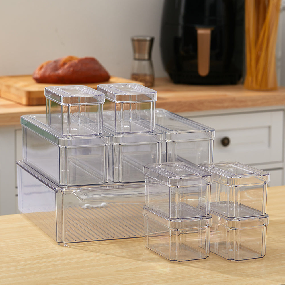 7/10-Pack Clear Stackable Refrigerator Organizer Bins - Multi-Purpose Food Storage Containers for Fridge, Freezer, Pantry - Ideal for Fruits, Vegetables, Meat - Durable PET, Easy to Clean, Fridge Storage Boxes and Containers