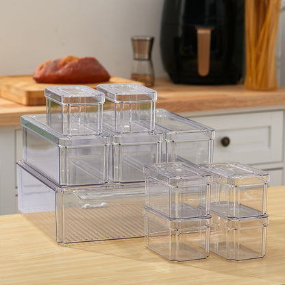 7/10-Pack Clear Stackable Refrigerator Organizer Bins - Multi-Purpose Food Storage Containers for Fridge, Freezer, Pantry - Ideal for Fruits, Vegetables, Meat - Durable PET, Easy to Clean, Fridge Storage Boxes and Containers