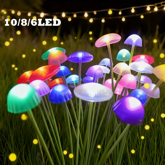 6/8/10pcs of Colorful Jellyfish Lights, New Solar Jellyfish Lights, Mushroom-Shaped Ground Insert Atmosphere Lights, Decorative Lights for Gardens And Lawns, Creative Gifts, Novelty Ornaments for Home, Yard, And Balcony Parties, Suitable for Garden