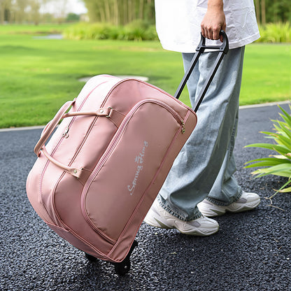Foldable Wheeled Travel Duffel Bag, Large Capacity Rolling Handheld Luggage for Family Vacations, Outdoor, and Short Trips, Easy - To - Carry Tote with Durable Build