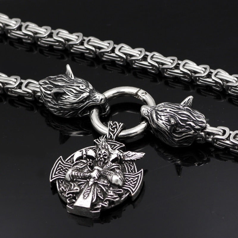 Viking Wolf Head King Chain Pendant Necklace - option view 5