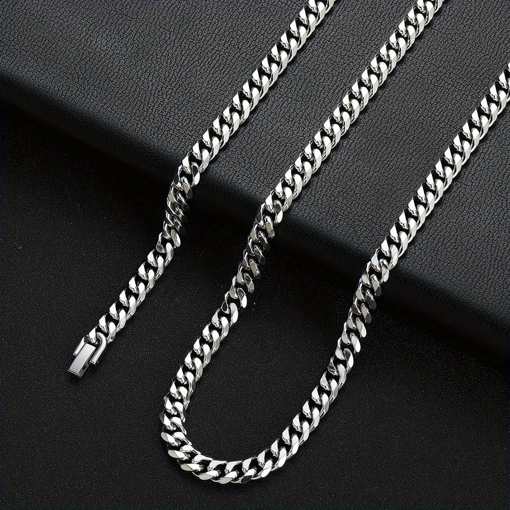 1pc Width 8MM 316L 316 316 Stainless Steel Golden Plated Black Cuban Chain Necklace for Men Fashion Hip Hop Party Additions Boyfriend Gift