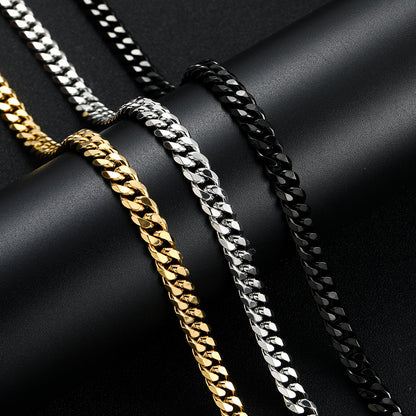1pc Width 8MM 316L 316 316 Stainless Steel Golden Plated Black Cuban Chain Necklace for Men Fashion Hip Hop Party Additions Boyfriend Gift