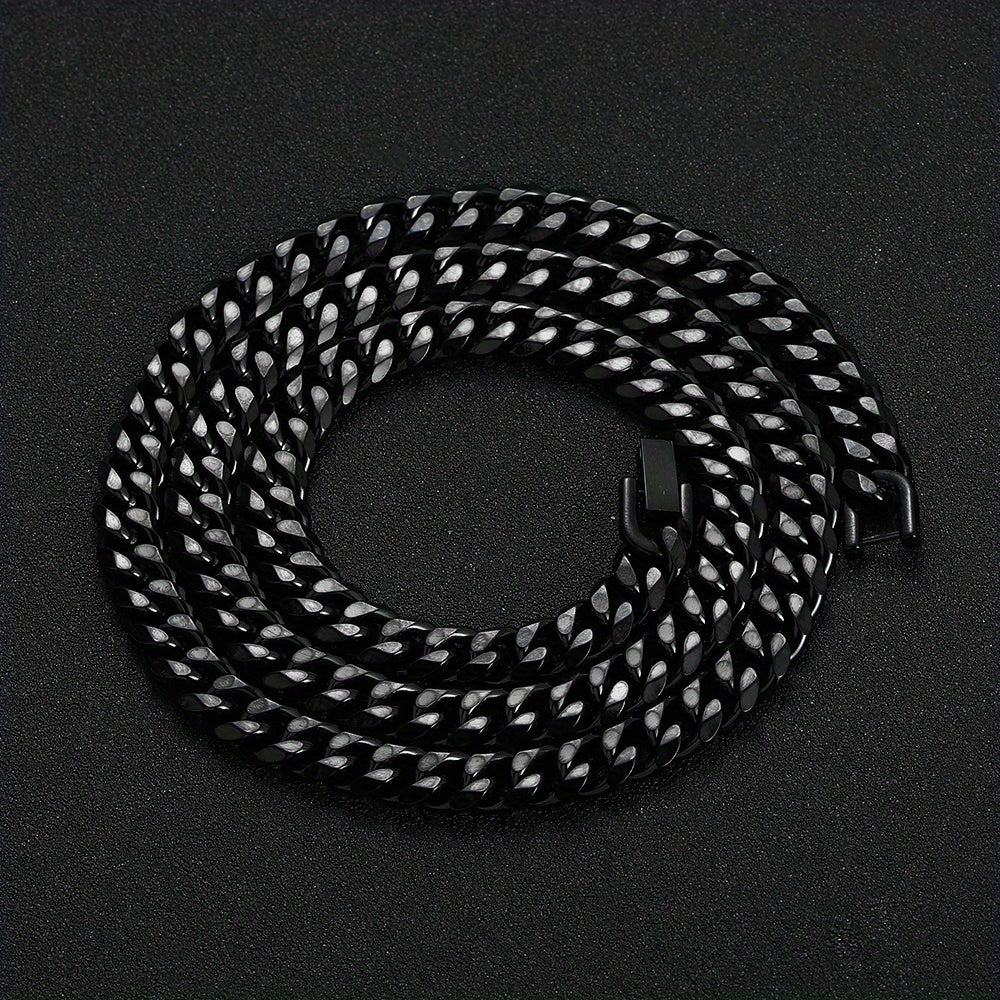 1pc Width 8MM 316L 316 316 Stainless Steel Golden Plated Black Cuban Chain Necklace for Men Fashion Hip Hop Party Additions Boyfriend Gift