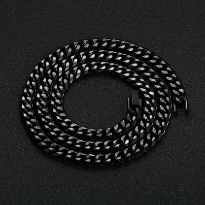 1pc Width 8MM 316L 316 316 Stainless Steel Golden Plated Black Cuban Chain Necklace for Men Fashion Hip Hop Party Additions Boyfriend Gift
