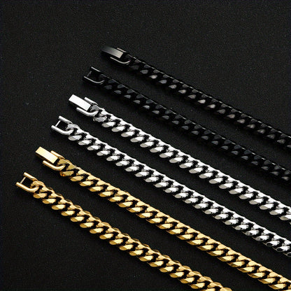 1pc Width 8MM 316L 316 316 Stainless Steel Golden Plated Black Cuban Chain Necklace for Men Fashion Hip Hop Party Additions Boyfriend Gift