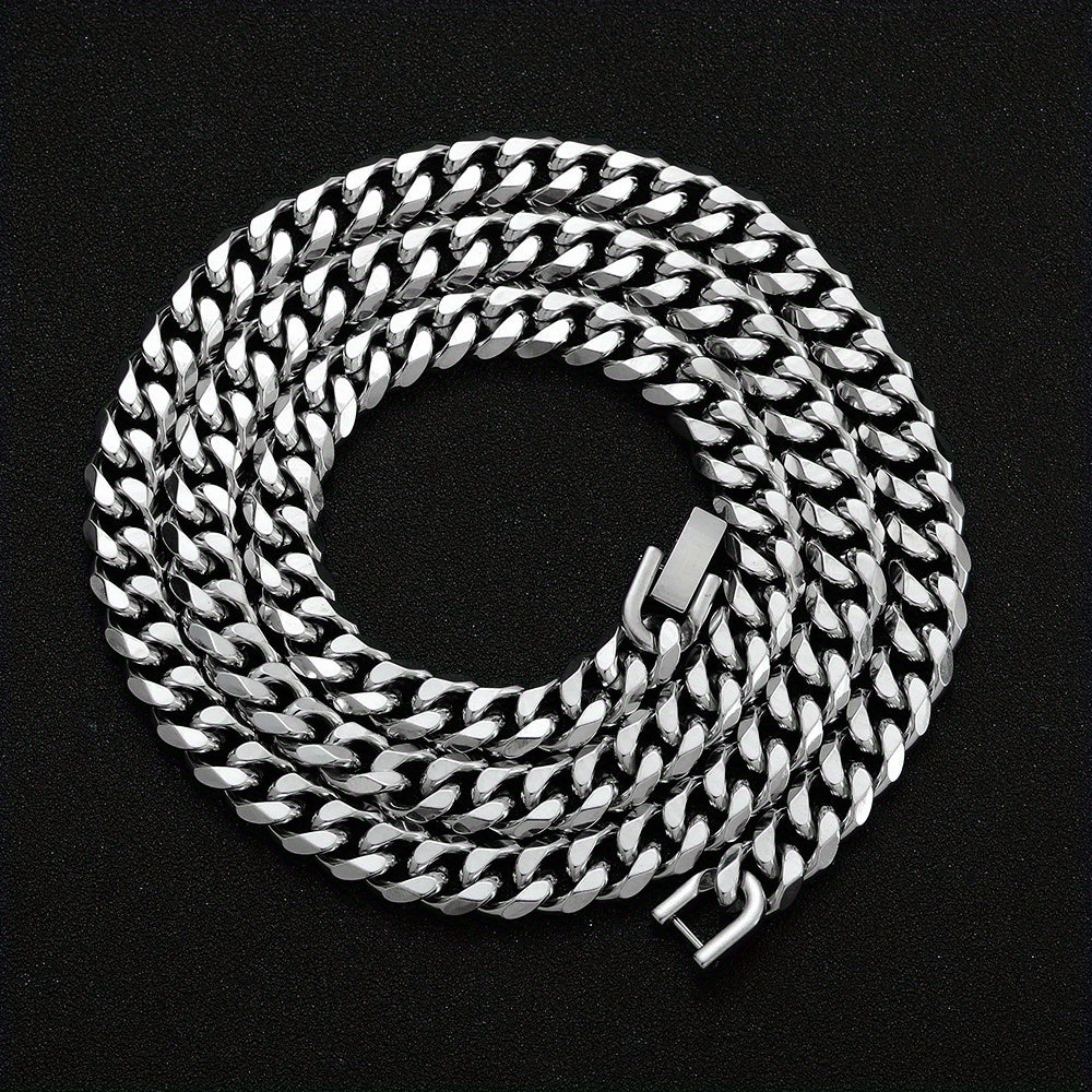 1pc Width 8MM 316L 316 316 Stainless Steel Golden Plated Black Cuban Chain Necklace for Men Fashion Hip Hop Party Additions Boyfriend Gift