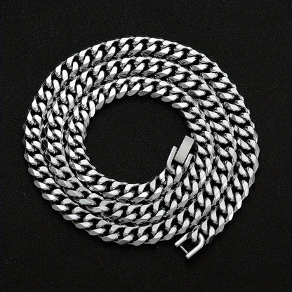 1pc Width 8MM 316L 316 316 Stainless Steel Golden Plated Black Cuban Chain Necklace for Men Fashion Hip Hop Party Additions Boyfriend Gift