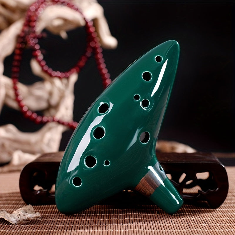 12-Hole Alto C Ceramic Ocarina - Beginner's Music Instrument, Easy-to-Learn Design with Clear Sound - Finish & Comfortable Grip - Perfect First Instrument for Learning Music, Holiday Gift