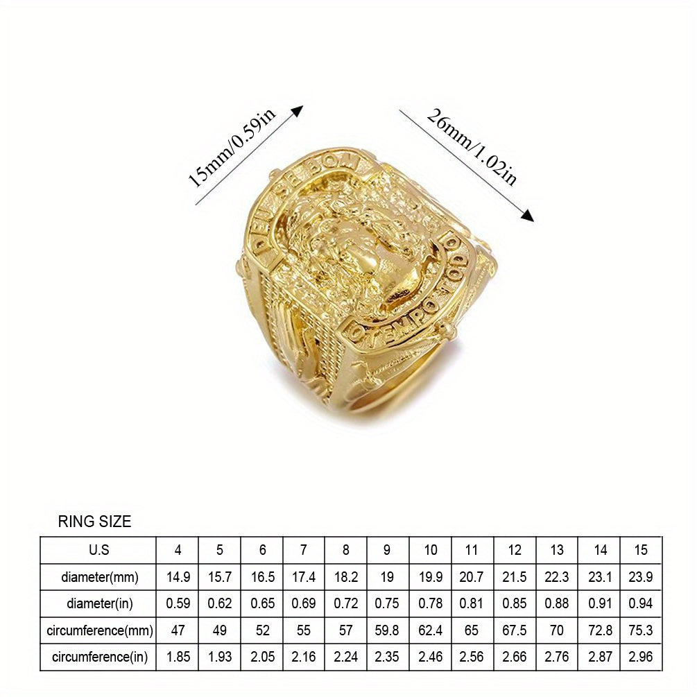 Hip Hop Jesus Figure Religious Faith "FE" Letter Prayer Men's Ring, Gift for Boyfriend, Husband, Father