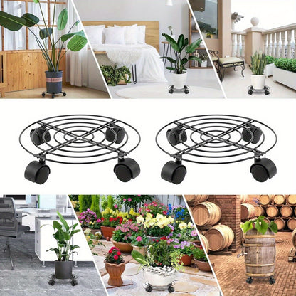 Set of 3 Plant Caddies with Wheels, 27Cm Round Metal Plant Trolleys, Sturdy And Mobile Metal Plant Dollies for Indoor And Outdoor Use in Home Gardens