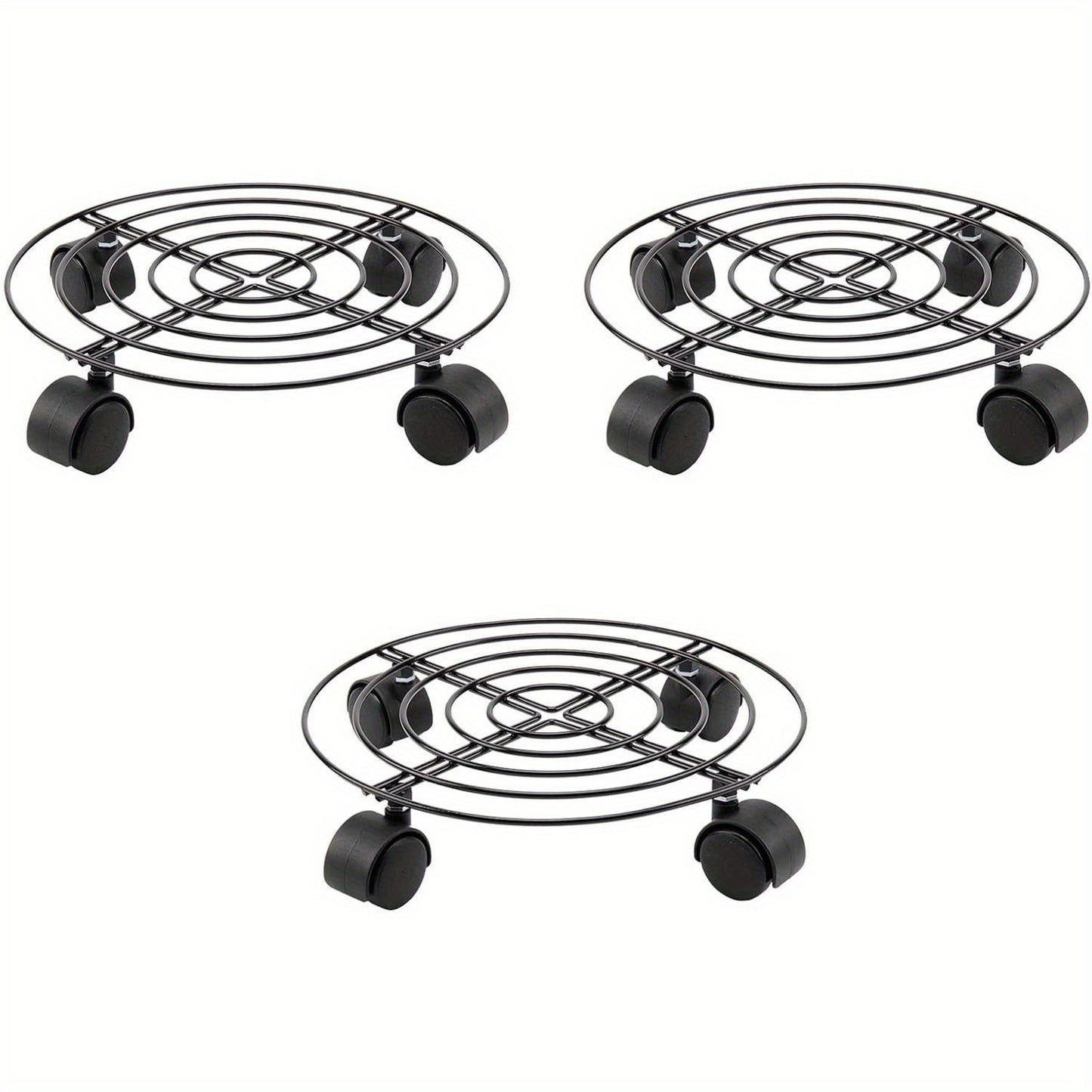 Set of 3 Plant Caddies with Wheels, 27Cm Round Metal Plant Trolleys, Sturdy And Mobile Metal Plant Dollies for Indoor And Outdoor Use in Home Gardens
