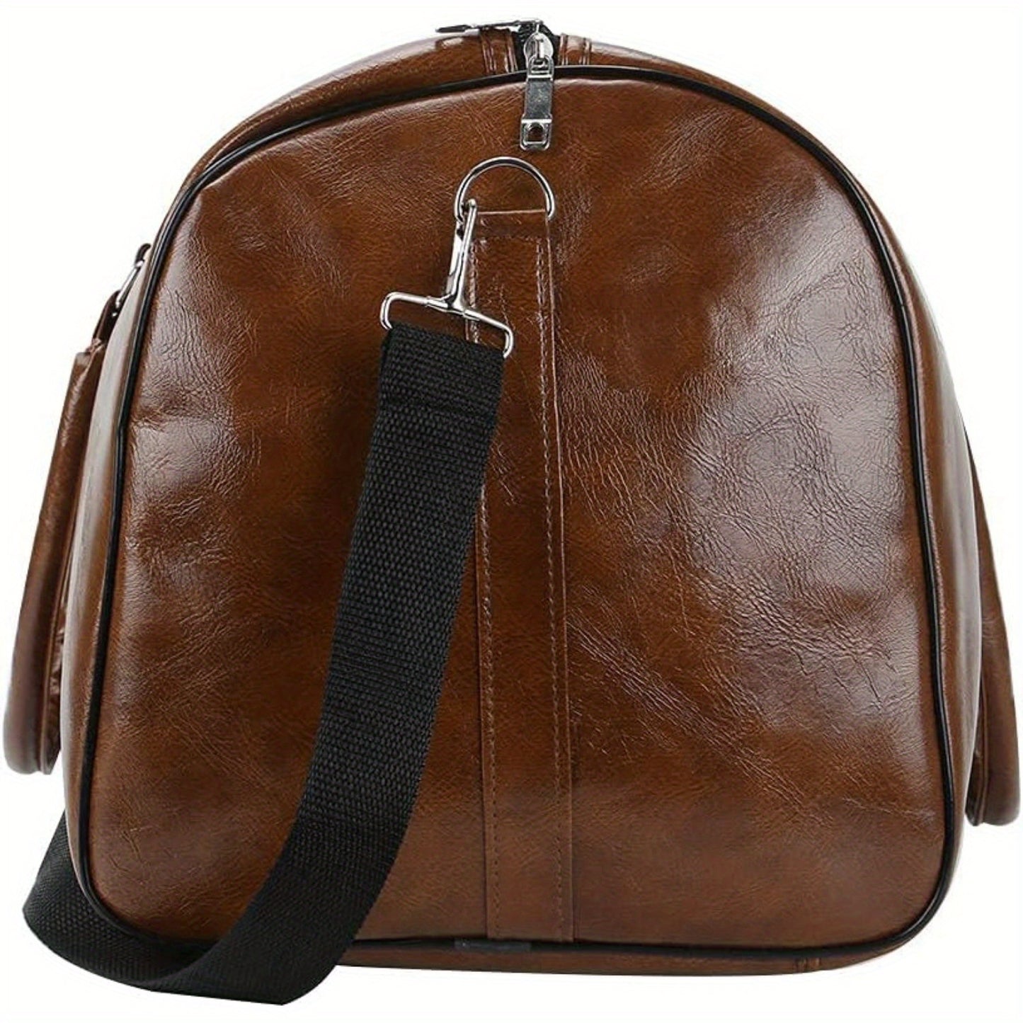 Leather Holdall Weekend Bag Vintage PU Duffel Gym Bag 48x28x27cm Adjustable Strap Handheld Shoulder Crossbody Travel Overnight Bag for Men Women Brown