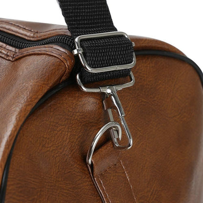 Leather Holdall Weekend Bag Vintage PU Duffel Gym Bag 48x28x27cm Adjustable Strap Handheld Shoulder Crossbody Travel Overnight Bag for Men Women Brown