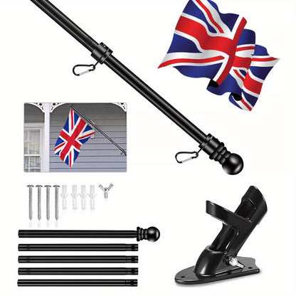 Wall Mounted Mount Telescopic Flag Pole Top Golden Ball Aluminum Flagpole UK