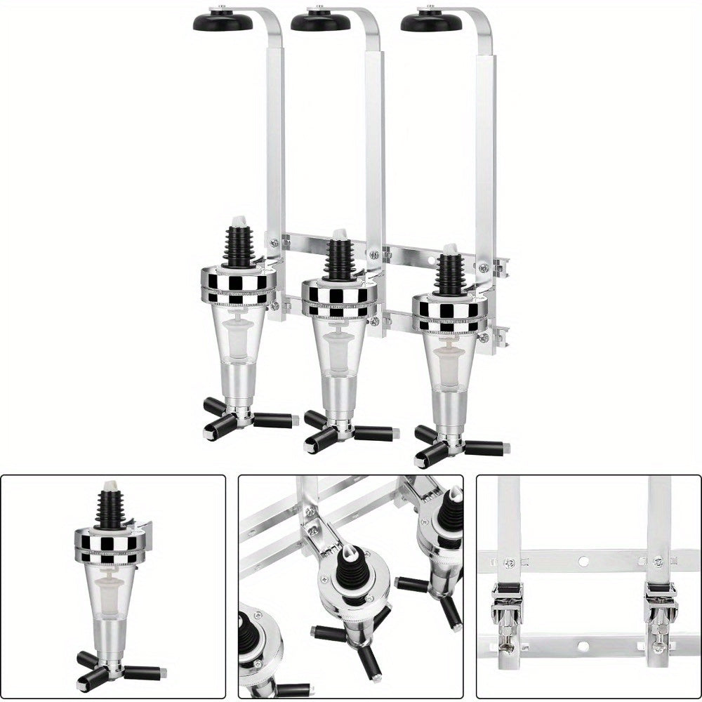 3 Bottle Optics for Home Bar 6 X 30Ml Wall Mounted Bar Butler Drinks Stand for Spirits Aluminum Alloy Optic Spirit Barware Set for Pub Kitchen Bar for home