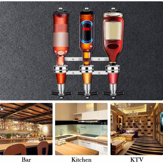 3 Bottle Optics for Home Bar 6 X 30Ml Wall Mounted Bar Butler Drinks Stand for Spirits Aluminum Alloy Optic Spirit Barware Set for Pub Kitchen Bar for home