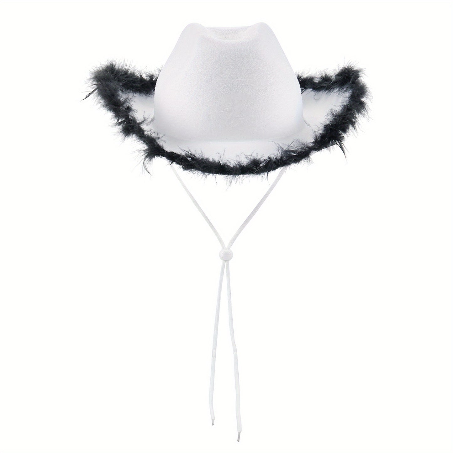 Women Cowgirl Hat with Feathers, Cowgirl Additions, Cowboy Hat with Feathers Adjustable Draw String for Party