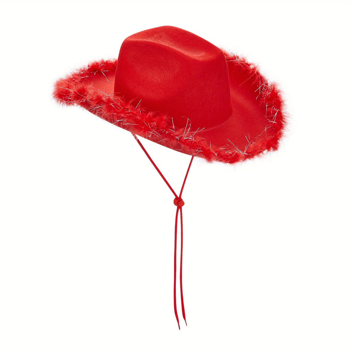 Women Cowgirl Hat with Feathers, Cowgirl Additions, Cowboy Hat with Feathers Adjustable Draw String for Party