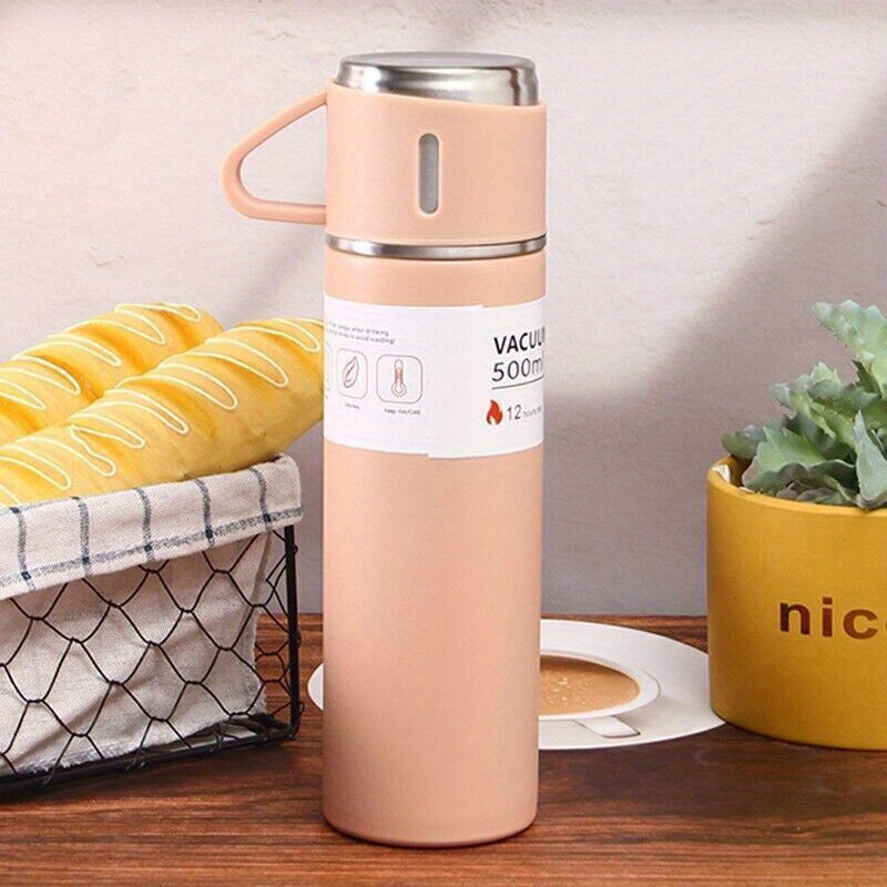 Vacuum Insulated Bottle & Cup - Stainless Steel Flask with Cup, Double-Wall Suitable for Coffee, Tea, Hot/ Drinks, for Travel, for Office, for Picnic, 304 Stainless Steel