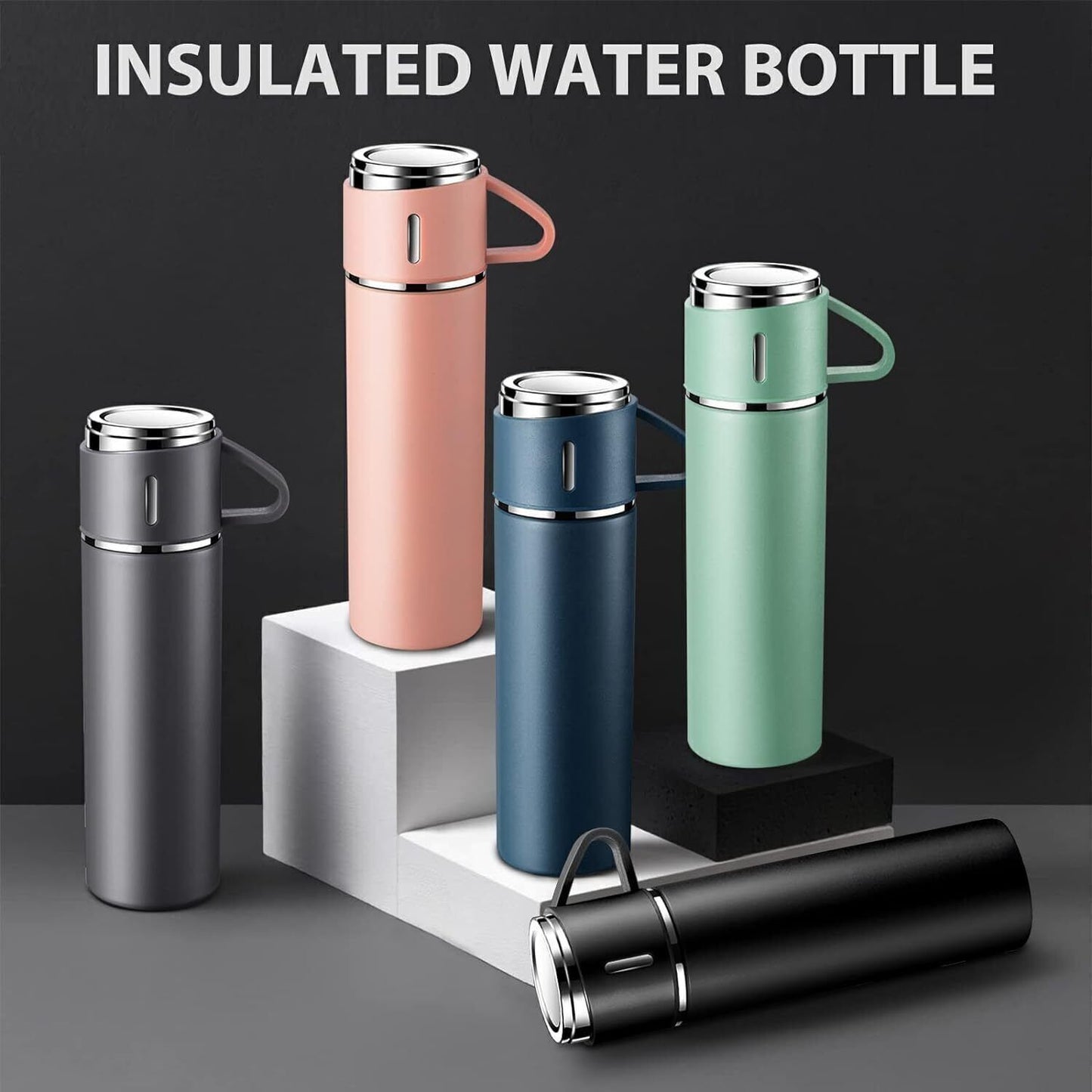 Vacuum Insulated Bottle & Cup - Stainless Steel Flask with Cup, Double-Wall Suitable for Coffee, Tea, Hot/ Drinks, for Travel, for Office, for Picnic, 304 Stainless Steel