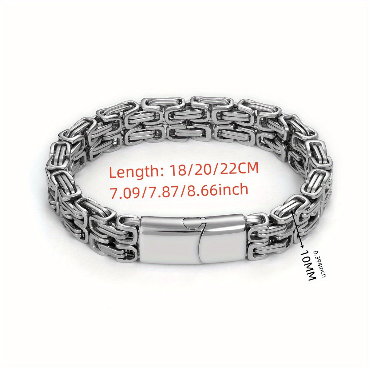Width 10mm 316L Stainless Steel Emperor Chain Bracelet Fashion Hip Hop Men's Bracelet & Bangles Party Accessories