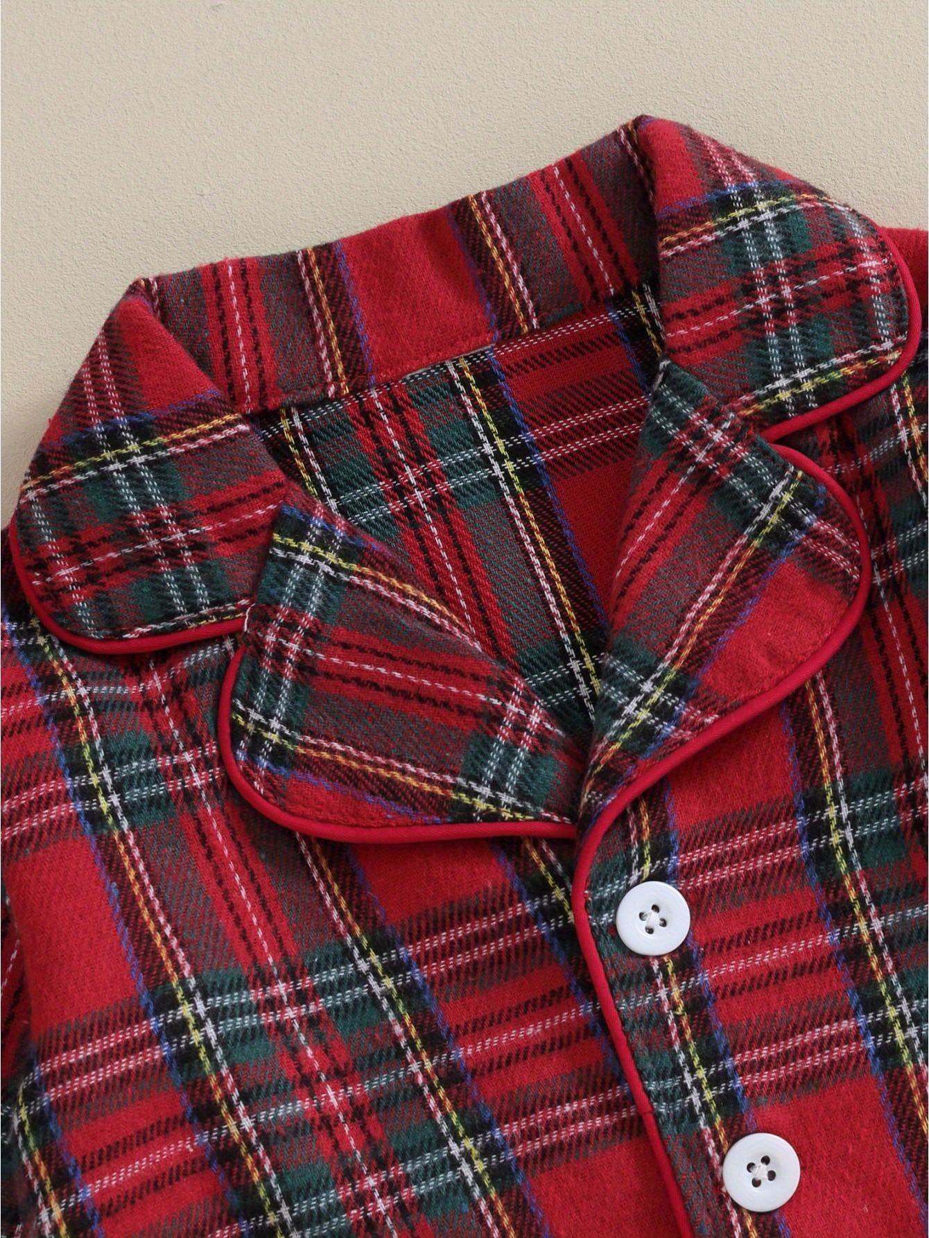 Kids Christmas Set - Red & Plaid Button-Up Long Sleeve Shirt & Elastic Pants, Cozy Winter Outfit with Snap Closure, Soft Fabric for Holiday Parties, for Outdoor