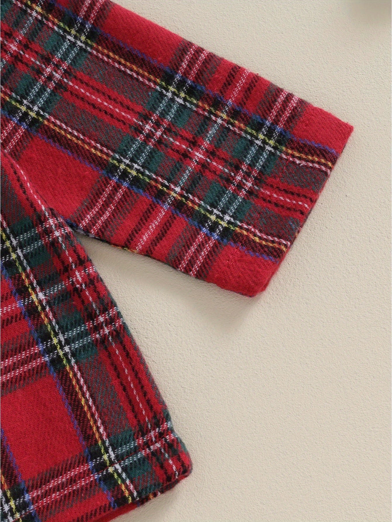 Kids Christmas Set - Red & Plaid Button-Up Long Sleeve Shirt & Elastic Pants, Cozy Winter Outfit with Snap Closure, Soft Fabric for Holiday Parties, for Outdoor