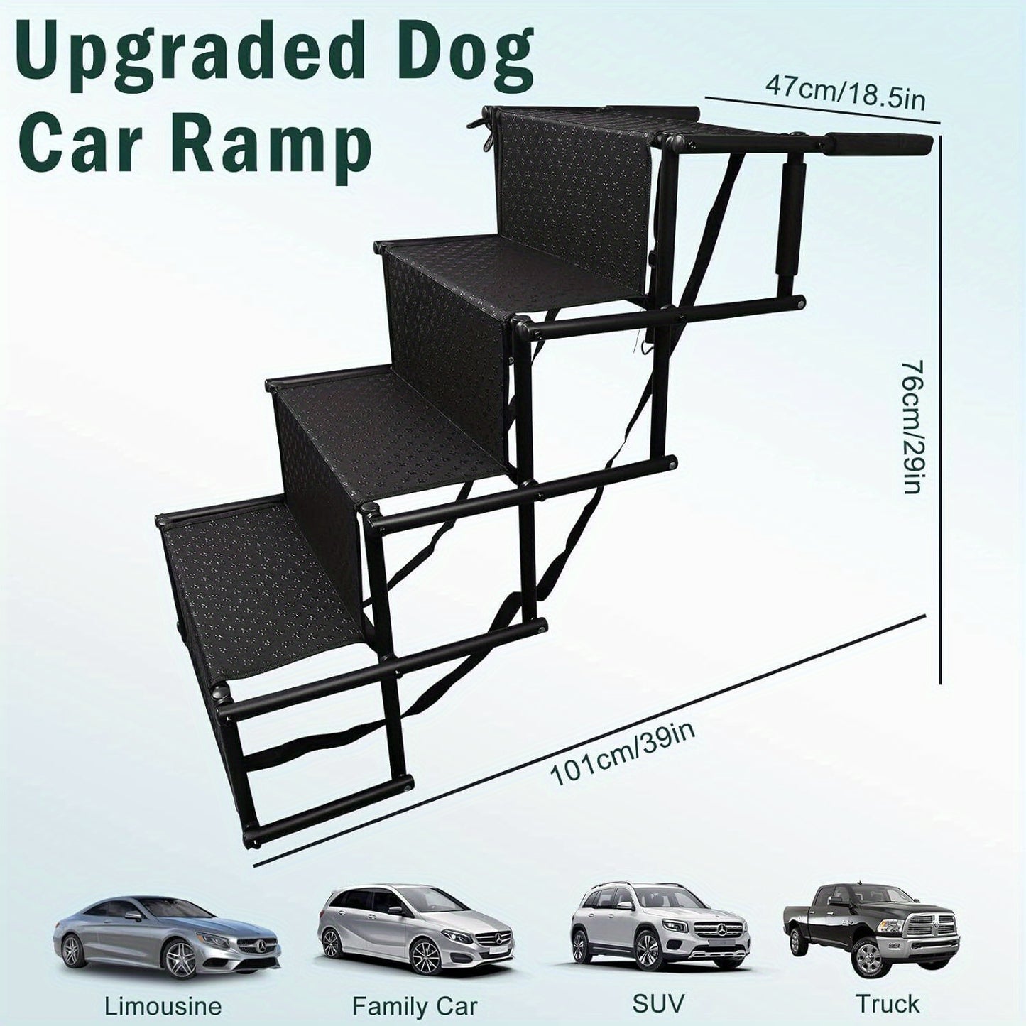 4 Step Stairs Folding Portable Dog Ramp  Boot Access Ladder for Pet Dog Cat