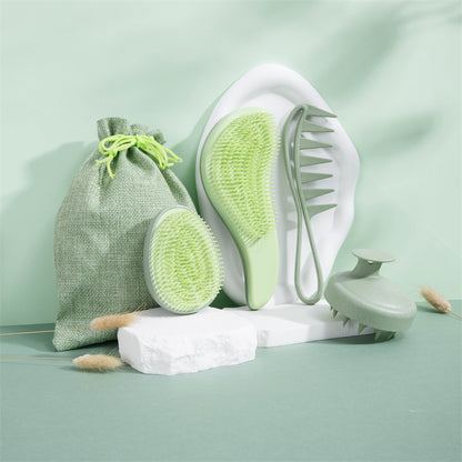 [Wedding Gift Give]Wheat Straw Hair Comb Set 5pcs -TT Massage Head Smooth Hair Comb, Soft Comb Teeth Smooth Hair Egg Comb, Wide Tooth Oil Hair Comb, Scalp Massage Shampoo Brush + Gift Bag Mother'S Day Gift for Girlfriend, Wife, Suitable for Men