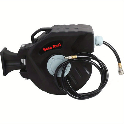 Wall-Mounted Retractable Air Hose Reel - 20m Long, 3/8" Diameter, 18 Bar Pressure, Durable PVC & Polypropylene Construction for Indoor & Outdoor Use in Garages & Workshops, Workshop Organization | Compact Reel | Retractable Mechanism, Air Hose Reel Retrac