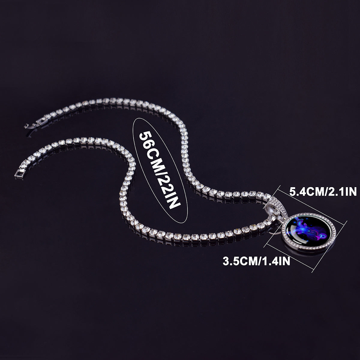 1pc 12 Constellations Zodiac Signs Necklaces Aries Scorpio Leo Virgo Pisces Capricorn Glass Dome Rhinestones Pendant Chains Necklace for Men and Women Astrology Fashion Jewelry Birthday Gift