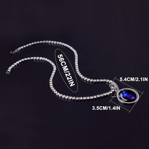 1pc 12 Constellations Zodiac Signs Necklaces Aries Scorpio Leo Virgo Pisces Capricorn Glass Dome Rhinestones Pendant Chains Necklace for Men and Women Astrology Fashion Jewelry Birthday Gift