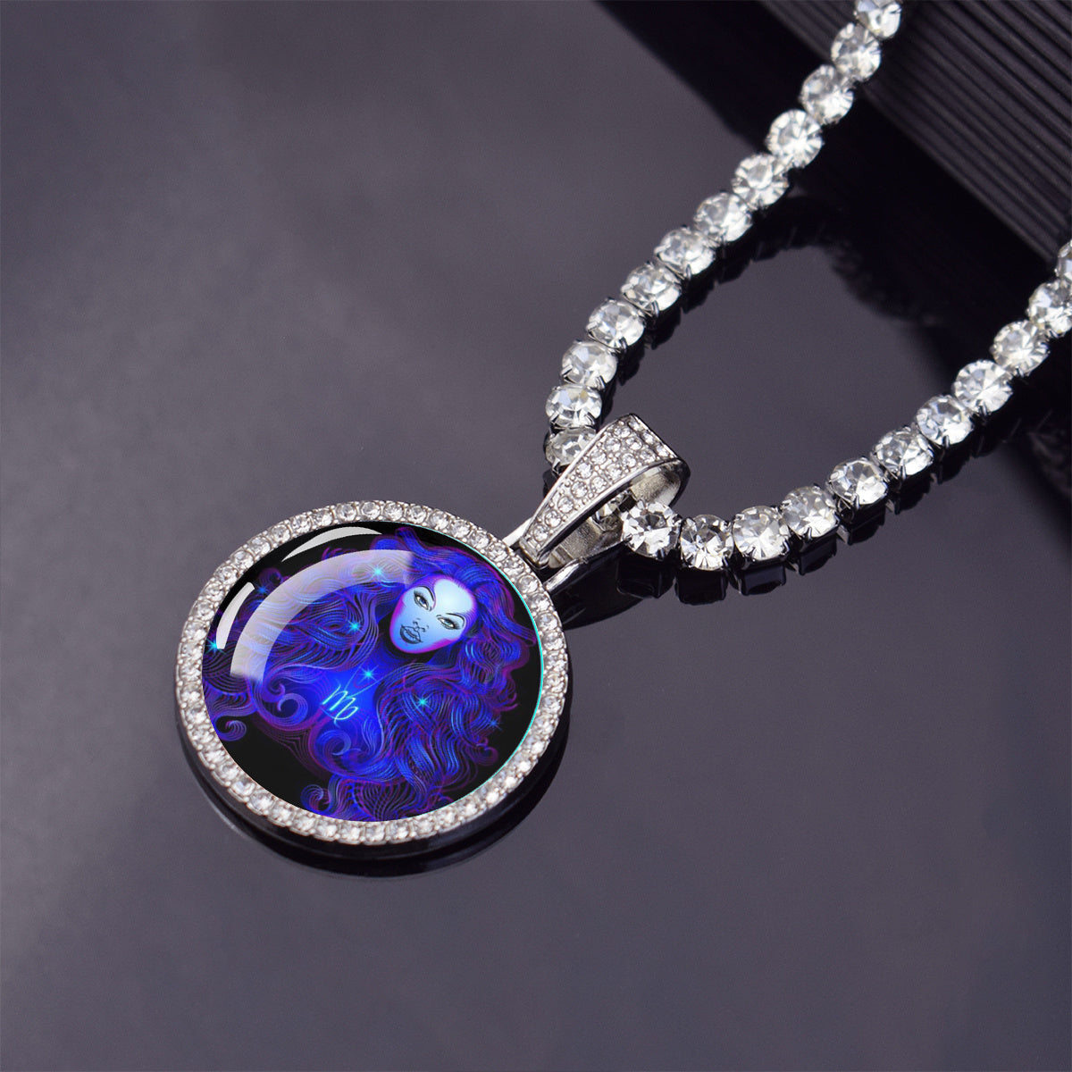 1pc 12 Constellations Zodiac Signs Necklaces Aries Scorpio Leo Virgo Pisces Capricorn Glass Dome Rhinestones Pendant Chains Necklace for Men and Women Astrology Fashion Jewelry Birthday Gift