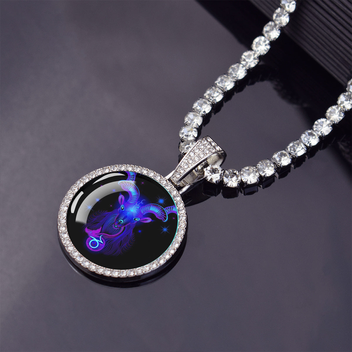 1pc 12 Constellations Zodiac Signs Necklaces Aries Scorpio Leo Virgo Pisces Capricorn Glass Dome Rhinestones Pendant Chains Necklace for Men and Women Astrology Fashion Jewelry Birthday Gift