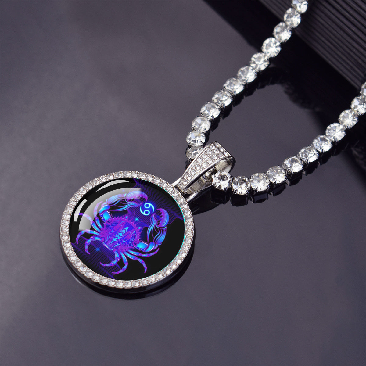 1pc 12 Constellations Zodiac Signs Necklaces Aries Scorpio Leo Virgo Pisces Capricorn Glass Dome Rhinestones Pendant Chains Necklace for Men and Women Astrology Fashion Jewelry Birthday Gift