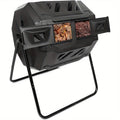 black dual-chamber rotating compost tumbler - view 14
