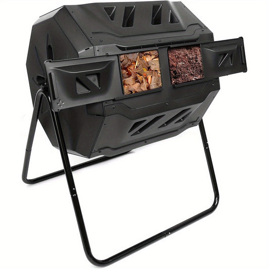 Tumbling Compost Bin 160L, Dual Chamber Rotating Composter, Compost Tumbler Tumbling Composter, Create Fertile Soil, Aerating Compost Tumbler Bin, Black