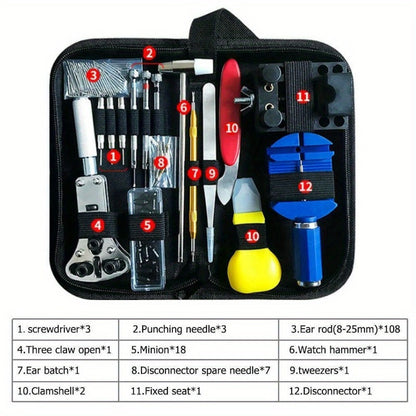 147pcs/Set Watch Clock Watch Link Pin Dissolving Opener Housing Repair Tool Kit Set Opener Link Spring Bar Remover