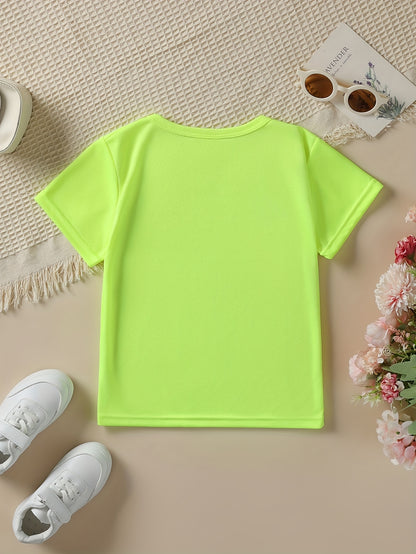 Summer Fashion Girls' Short Sleeve "I Love My Dad This Much" Letter Print Casual Top NYDX5737