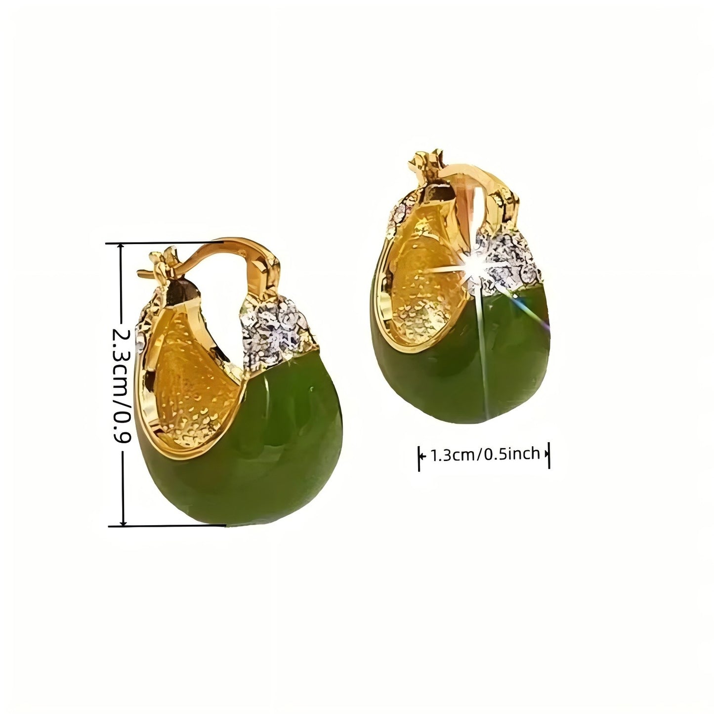 Chic Green Crystal C-shaped Earrings - Luxe Design, Elegant Accessory for Women - Perfect for High-end Fashion & Special Occasions