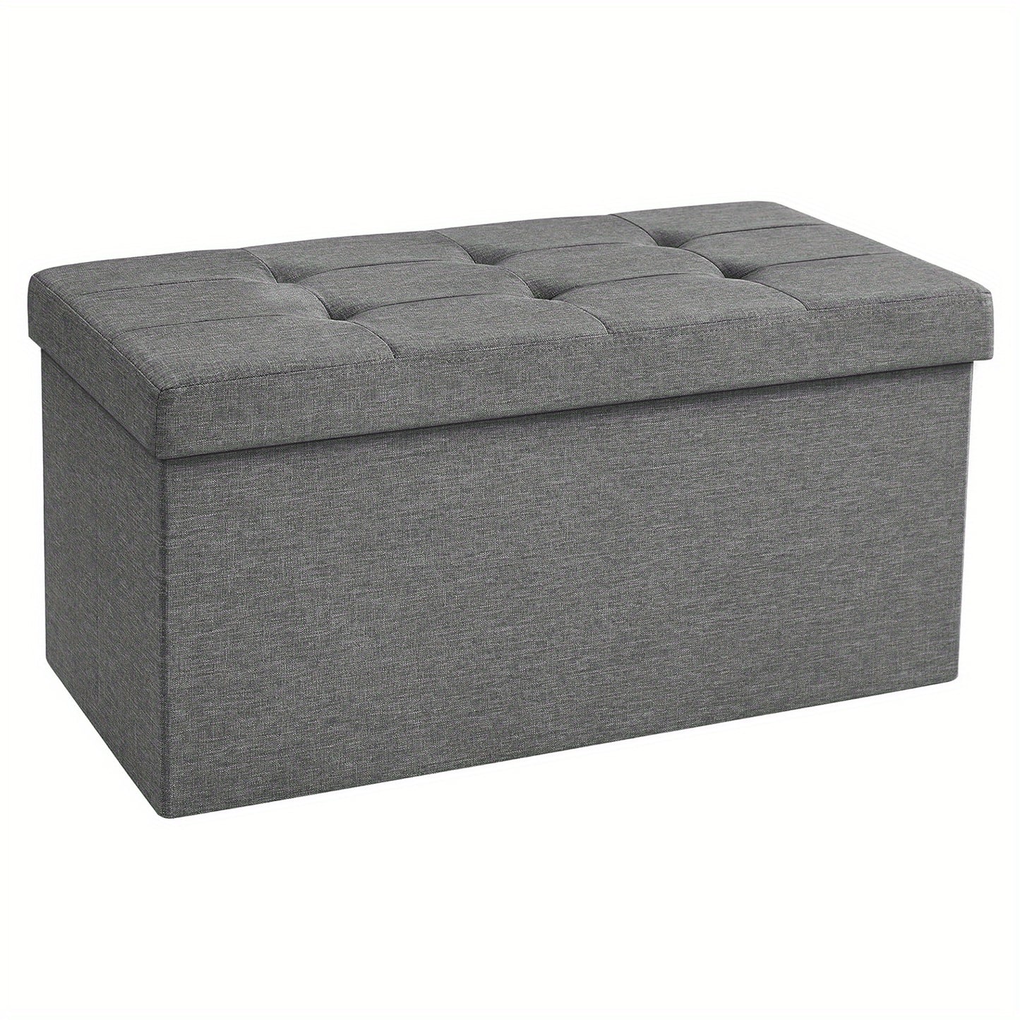 Large-Capacity Foldable Storage Stool with Hinged-Lid - Heavy-Duty Foldable Footrest, Cushioned &, Space-Saving for Living Room, Bedroom, Hallway (Grey) | Multi-Use Table, Shoe, Step Stool