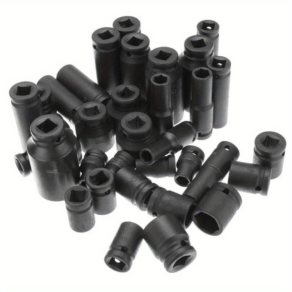 35pcs 1/ 2" Sq Metric Drive Deep Impact Socket Tool Set Garage Kit 8-32mm + Case