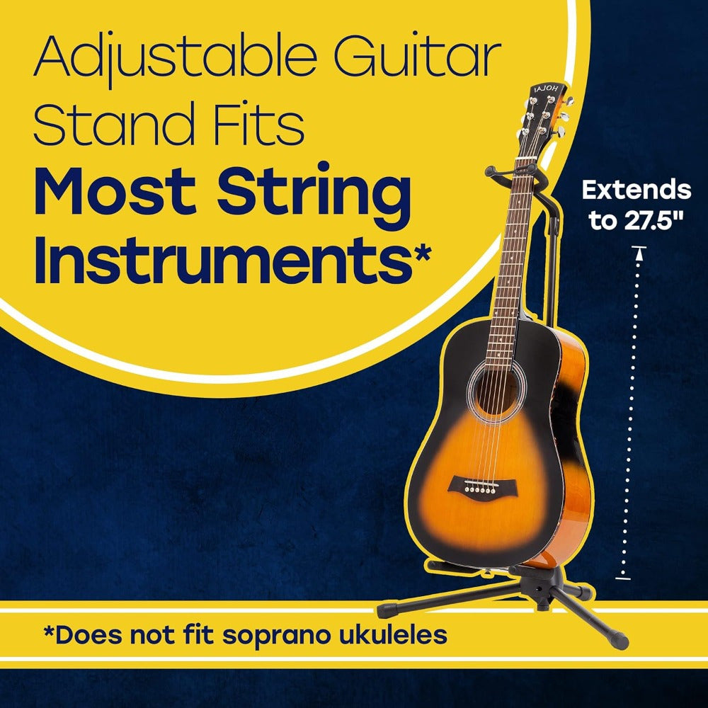 Hola! Music Guitar Stand - Height Adjustable, Collapsible with Padded Neck & Yoke - Pack of 1 Tripod