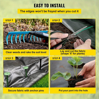 Weed Control Fabric: 90 G/M² Garden Fleece with High UV Stabilization, Water Permeable And Tear-Resistant for Effective Weed Control