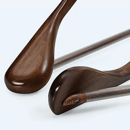 ZOBER High-Grade Wide Shoulder Wooden Hangers 6 Pack for Closet, Non Slip Pants Bar, Holds Upto 9.07KG, 360° Swivel Hook
