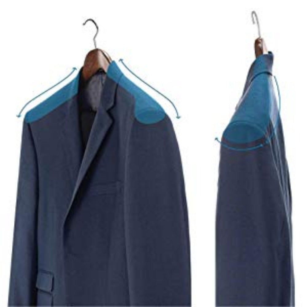 ZOBER High-Grade Wide Shoulder Wooden Hangers 6 Pack for Closet, Non Slip Pants Bar, Holds Upto 9.07KG, 360° Swivel Hook