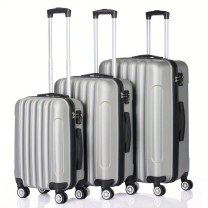 3 Piece ABS Suitcase Set Lightweight Hard Shell Carry-On Hand Luggage Trolley Case 4 Spinner Wheels Travel Set Blue Black Grey Red